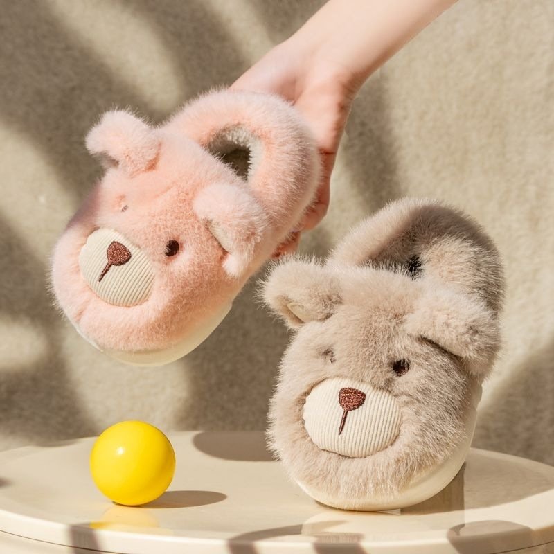 Plush Slippers Home Cotton Slippers Heel-wrapping Shoes Boys And Girls Warm Shoes - Image 3
