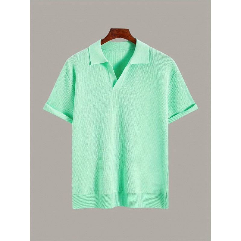 Men's Short-sleeve Knitted Sweater Breathable Waffle - Image 10