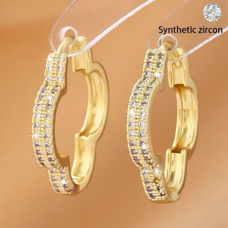 Heart-shaped Micro-inlaid Zirconia Sparkling Peach Heart Design Exquisite Earrings - Image 2