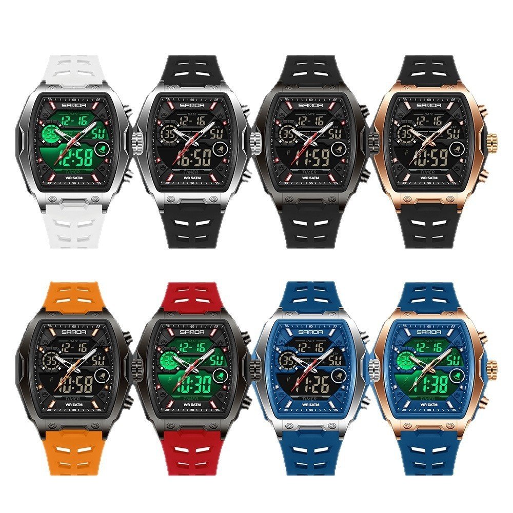 Barrel-shaped Waterproof Multifunctional Alarm Clock Student Sports Watch - Image 3