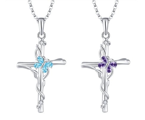 S925 Sterling Silver Zircon Pendant Cross Necklace For Women - Image 10