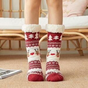 Thicken warm high tube plus velvet floor socks