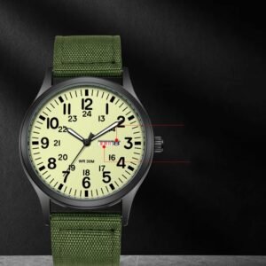 Men's Nylon Quartz Watch Luminous Woven Calendar Week Display