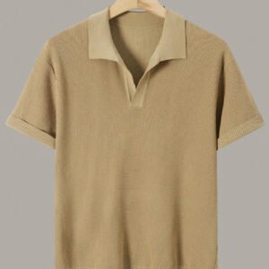 Men's Short-sleeve Knitted Sweater Breathable Waffle