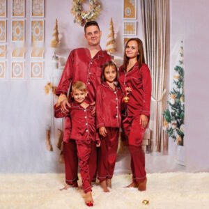 Children's Long-sleeved Parent-child Ice Silk Pajamas Suit