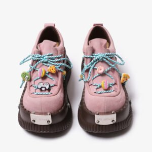 Dopamine Summer Platform Leather Shoes Lace-up Shoes
