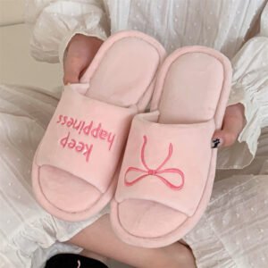 New Creative English Letters Ins Style Word Soft Flat Bottom Ladies Cotton Slippers