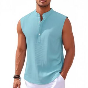 Men's Stand Collar Vest Sleeveless Shirt