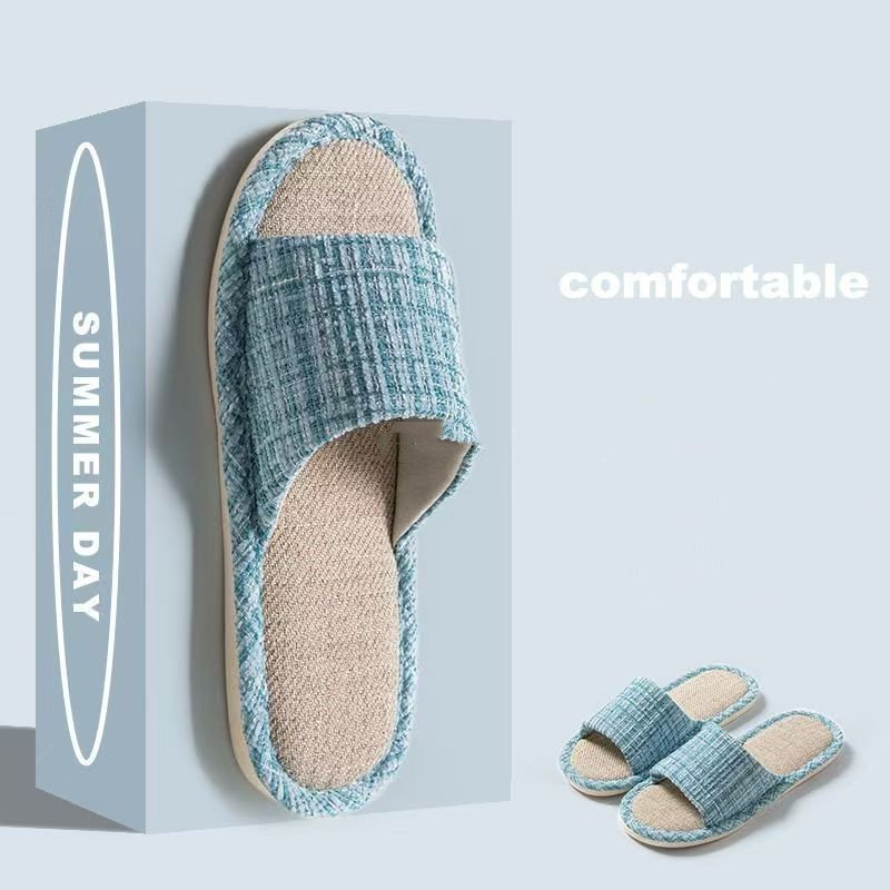 Indoor Summer Sweat Absorbing Cotton And Linen Slippers - Image 4