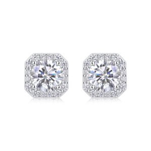 The Rose In The Heart - Earrings Set With 1-carat Top-quality Moissanite S925, Silver And Platinum-plated Stud Earrings, A Fashionable And Trendy Accessory That Can Be Tested With A Diamond Pen