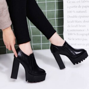Women's Platform Waterproof Round Toe Super High Heels