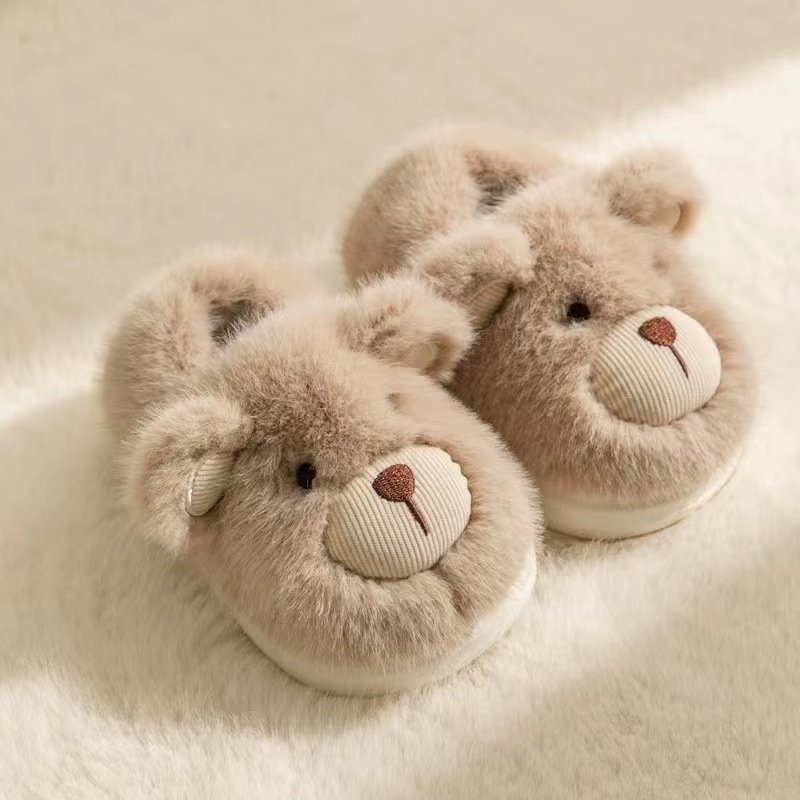 Plush Slippers Home Cotton Slippers Heel-wrapping Shoes Boys And Girls Warm Shoes
