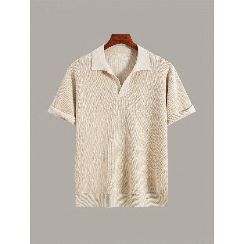 Men's Short-sleeve Knitted Sweater Breathable Waffle - Image 7