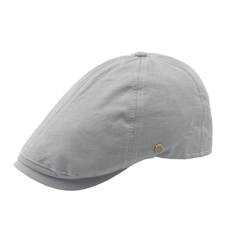 Plaid Men's Flat Cap Retro W Copper Button Beret - Image 6