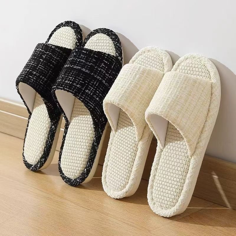 Indoor Summer Sweat Absorbing Cotton And Linen Slippers - Image 2
