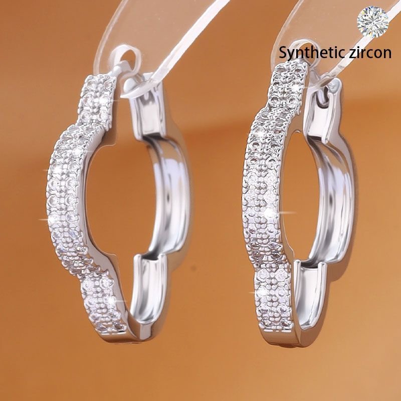 Heart-shaped Micro-inlaid Zirconia Sparkling Peach Heart Design Exquisite Earrings