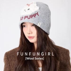 Cute Plush Puppy Knitted Women's Warm Wool Hat