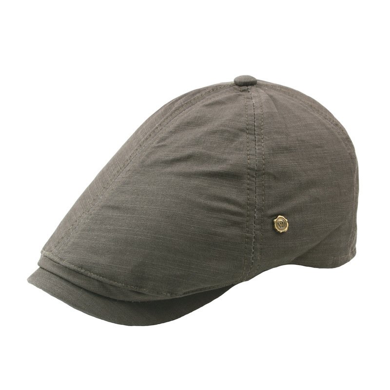 Plaid Men's Flat Cap Retro W Copper Button Beret - Image 9