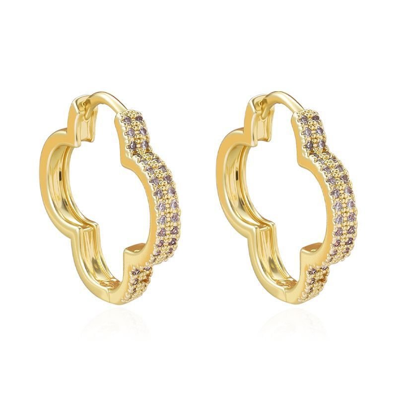 Heart-shaped Micro-inlaid Zirconia Sparkling Peach Heart Design Exquisite Earrings - Image 5