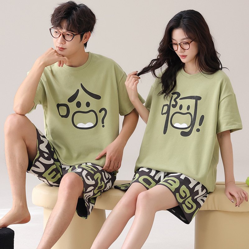 Outdoor Wear Loose Short-sleeved Shorts Couple Pajamas - Image 2
