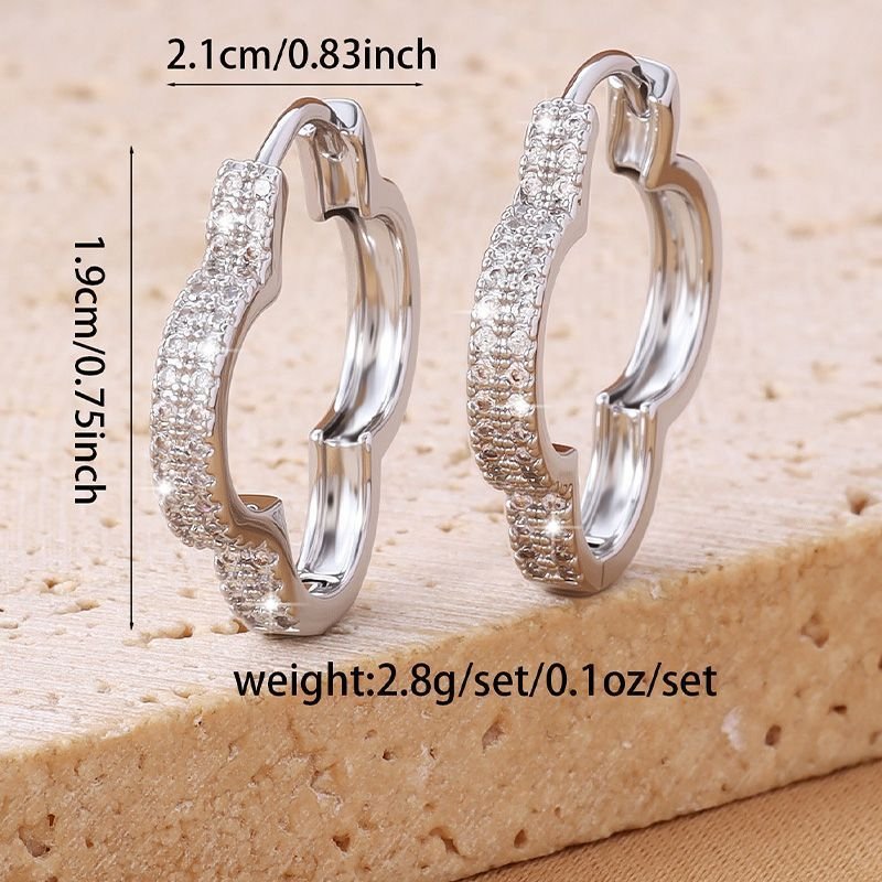 Heart-shaped Micro-inlaid Zirconia Sparkling Peach Heart Design Exquisite Earrings - Image 4