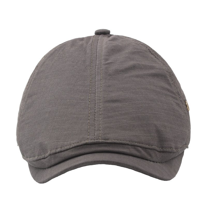 Plaid Men's Flat Cap Retro W Copper Button Beret - Image 2