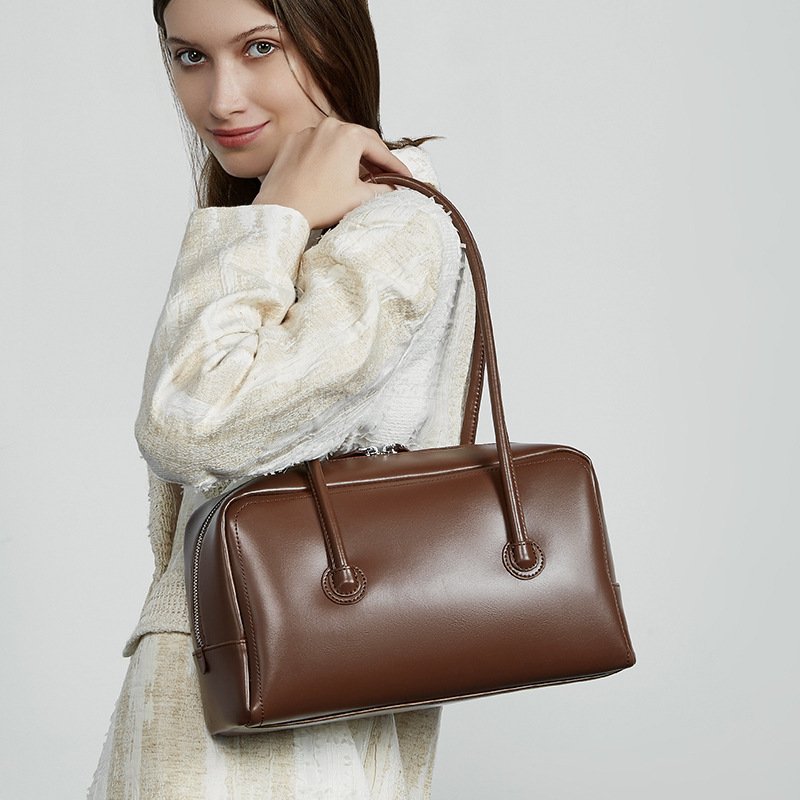Genuine Leather Boston Women's Portable Shoulder Bag - Image 3