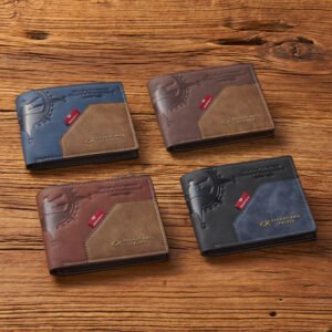 Multi-card-slot Large Capacity Pu Stitching Men's Retro Short Wallet