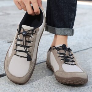 Men's Suede Leather Hiking Shoes Wide Toe Outdoor